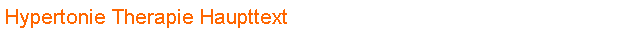 Hypertonie Therapie Haupttext